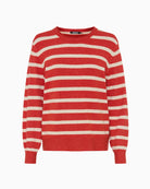 Olsen Henny Fit Textured Stripe Jumper in burnt orange front view