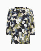 Olsen Henny Jersey Sweatshirt in navy and green front view