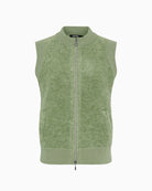 Olsen Henny Sleeveless Zip-Through Cardigan in khaki front view