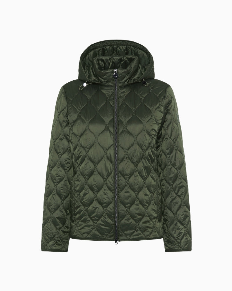 Olsen Hooded Outdoor Jacket in khaki front view