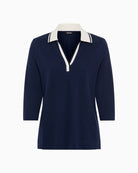 Olsen Ink Blue Polo Shirt front view