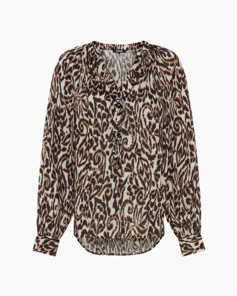 Olsen Leopard Print Blouse in leopard front view