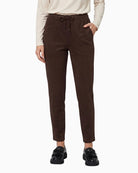 Olsen Lisa Straight Faux Suede Trousers in brown front view