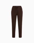 Olsen Lisa Straight Faux Suede Trousers in brown front seam detail