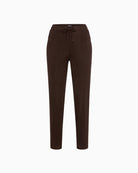 Olsen Lisa Straight Faux Suede Trousers in brown front view