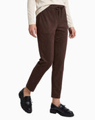 Olsen Lisa Straight Faux Suede Trousers in brown side view