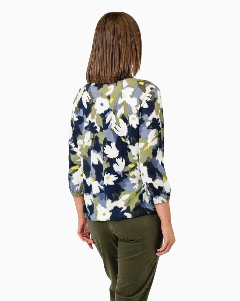 Olsen Long Sleeve T-Shirt in Green Multi back view