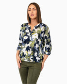 Olsen Long Sleeve T-Shirt in Green Multi front view