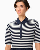 Olsen Mixed Media Polo Dress striped top detail