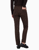 Olsen Mona Slim Animal Print Trousers in Leopard back view