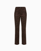 Olsen Mona Slim Animal Print Trousers in Leopard button-and-zip fastening detail