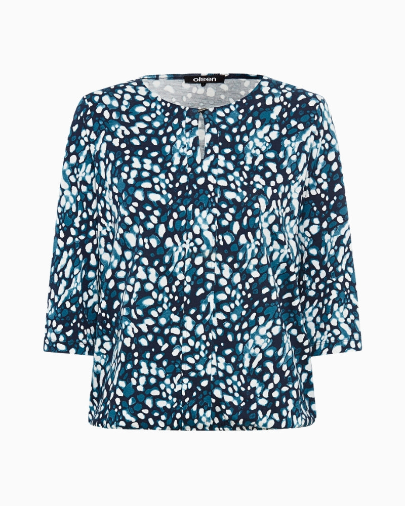 Relaxed fit Clara blouse in soft navy cotton-modal