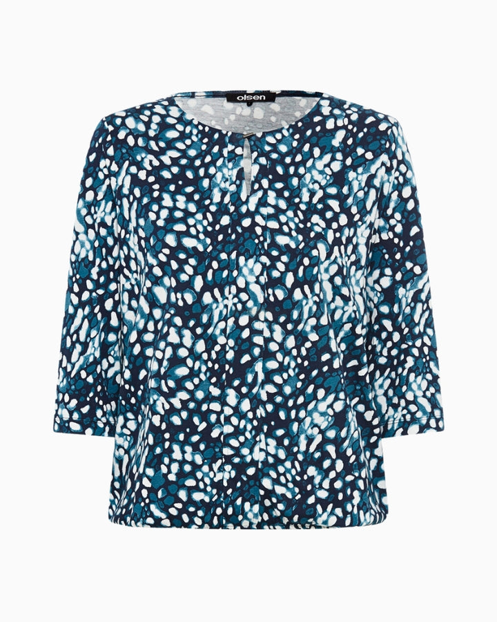 Relaxed fit Clara blouse in soft navy cotton-modal
