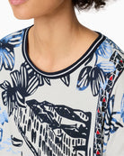 Olsen Riviera Scene Print T-Shirt white blue print detail