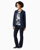Olsen Riviera Scene Print T-Shirt white blue styled with cardigan