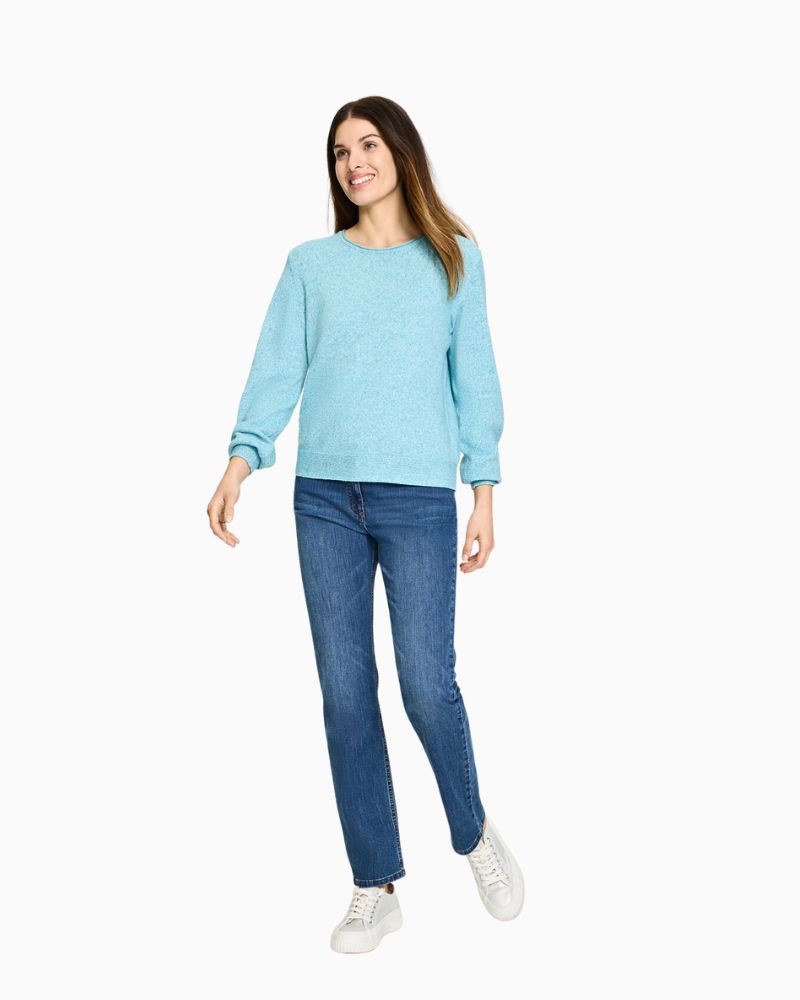 EcoVero™ knit jumper in rich teal colour by Olsen