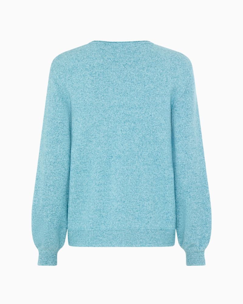 Back view of EcoVero™ knit jumper in rich teal colour by Olsen