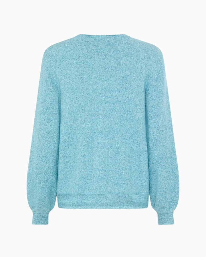 Back view of EcoVero™ knit jumper in rich teal colour by Olsen