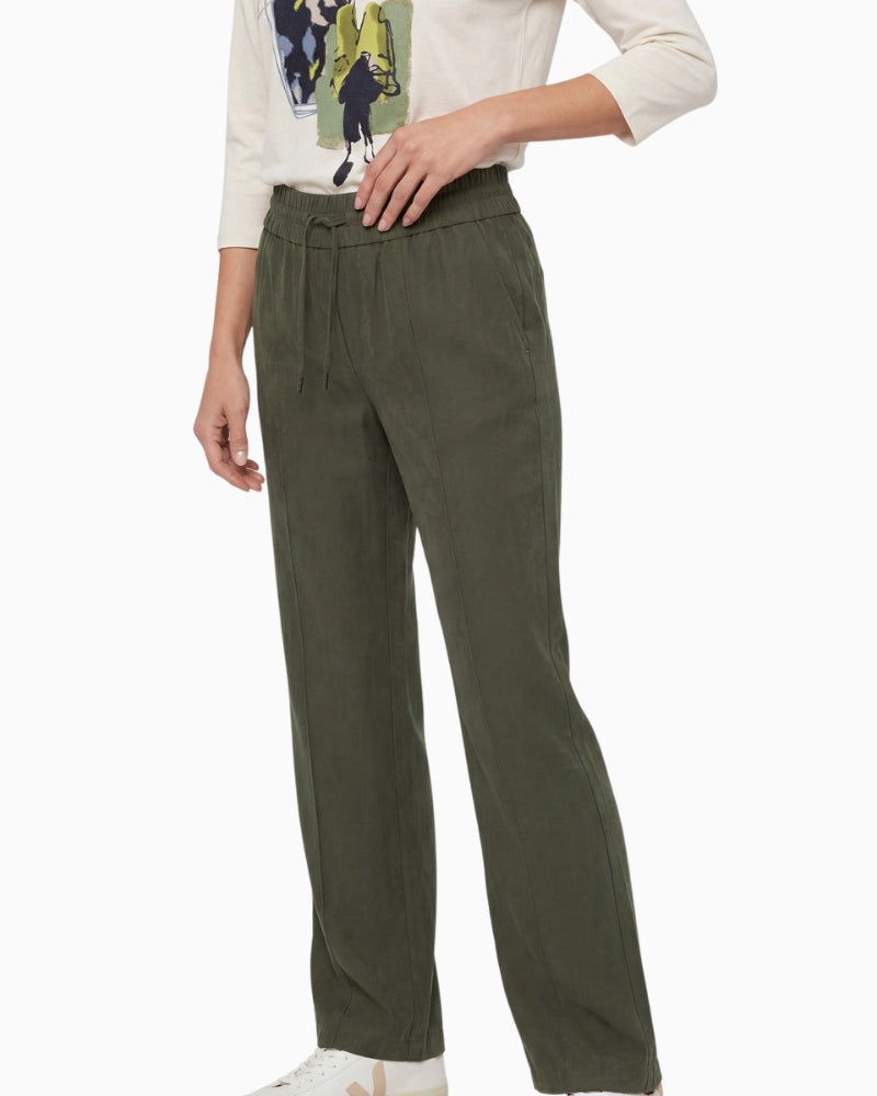Olsen Wide Leg Trousers in Khaki side view
