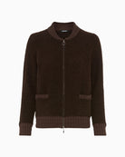Olsen Zip Cardigan in Henny Fit in brown front view
