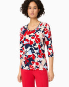 Olsen floral print top French Red front view