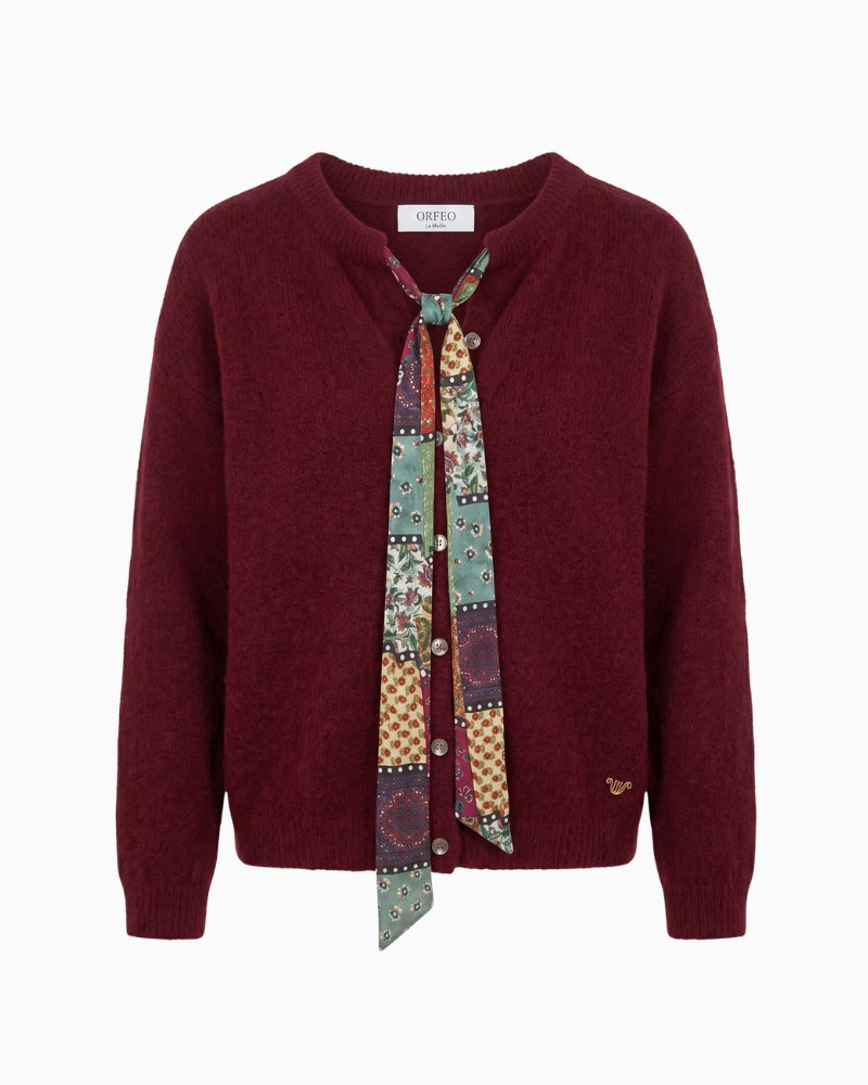 Orfeo Paris Eirlys Cardigan in burgundy front view