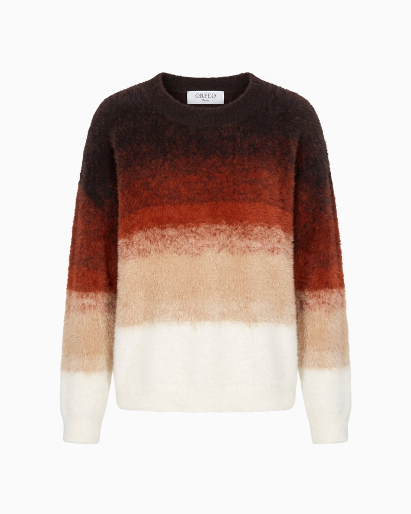 Orfeo Paris Josepha Jumper in brown with contrasting colour-block design front view