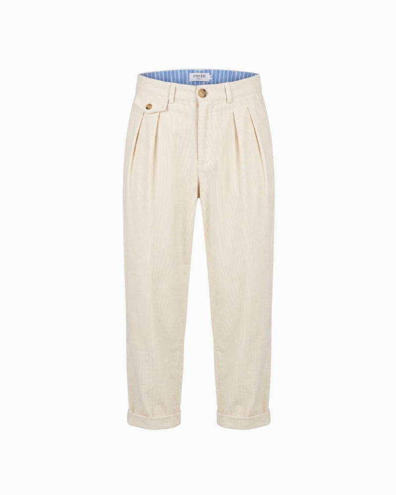 Orfeo Paris Nora Trousers in ecru corduroy front view