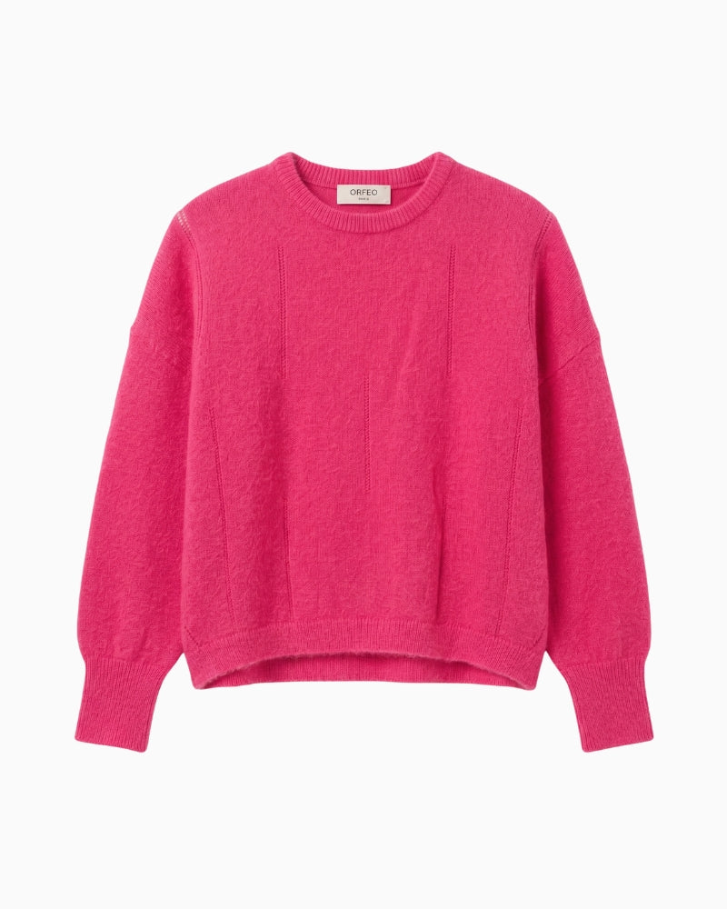 Orfeo Paris Rania Jumper in rose front view with vertical stitch detailing