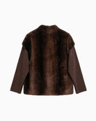 Orfeo Paris Yana Jacket in brown back view with contrasting long sleeves