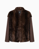 Orfeo Paris Yana Jacket in brown front view with plush textured body