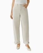 Off-white barrel fit jeans by Oui in cotton stretch denim