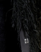 Oui cropped jacket with hook fastening and soft satin lining in black