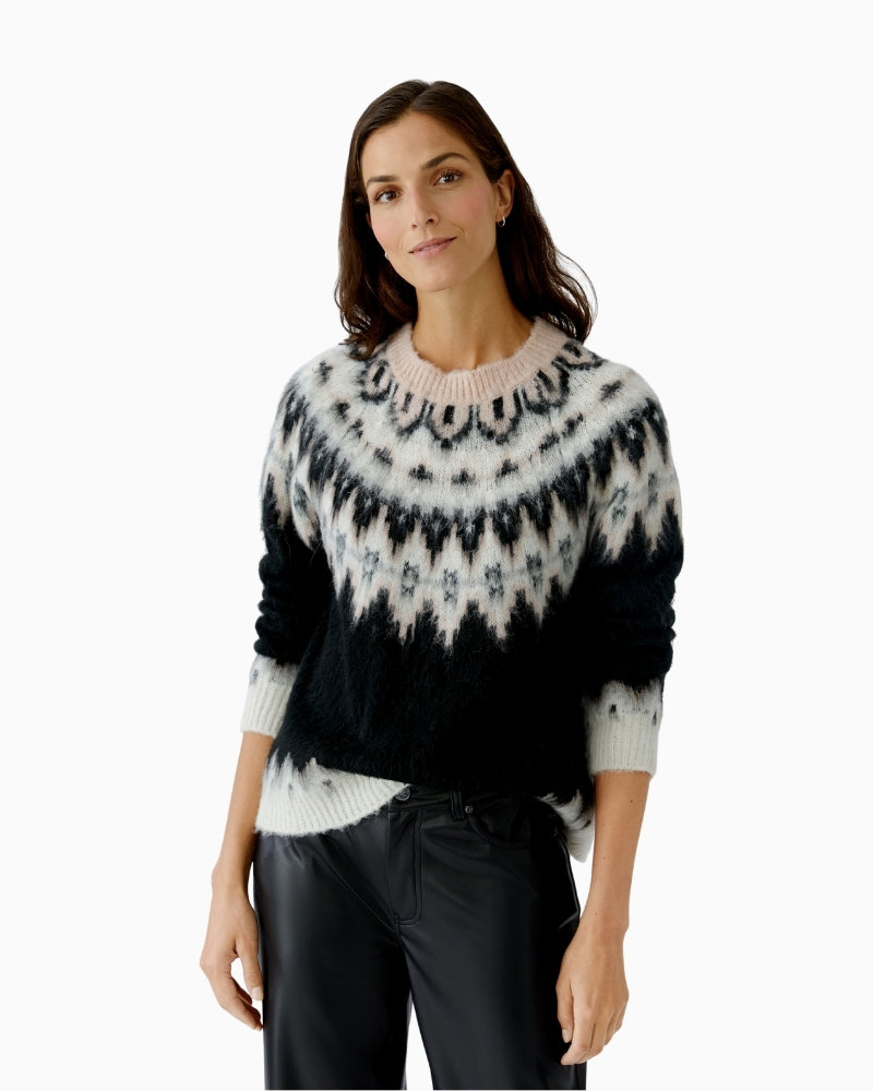 Black alpaca blend pullover by Oui with soft fluffy texture