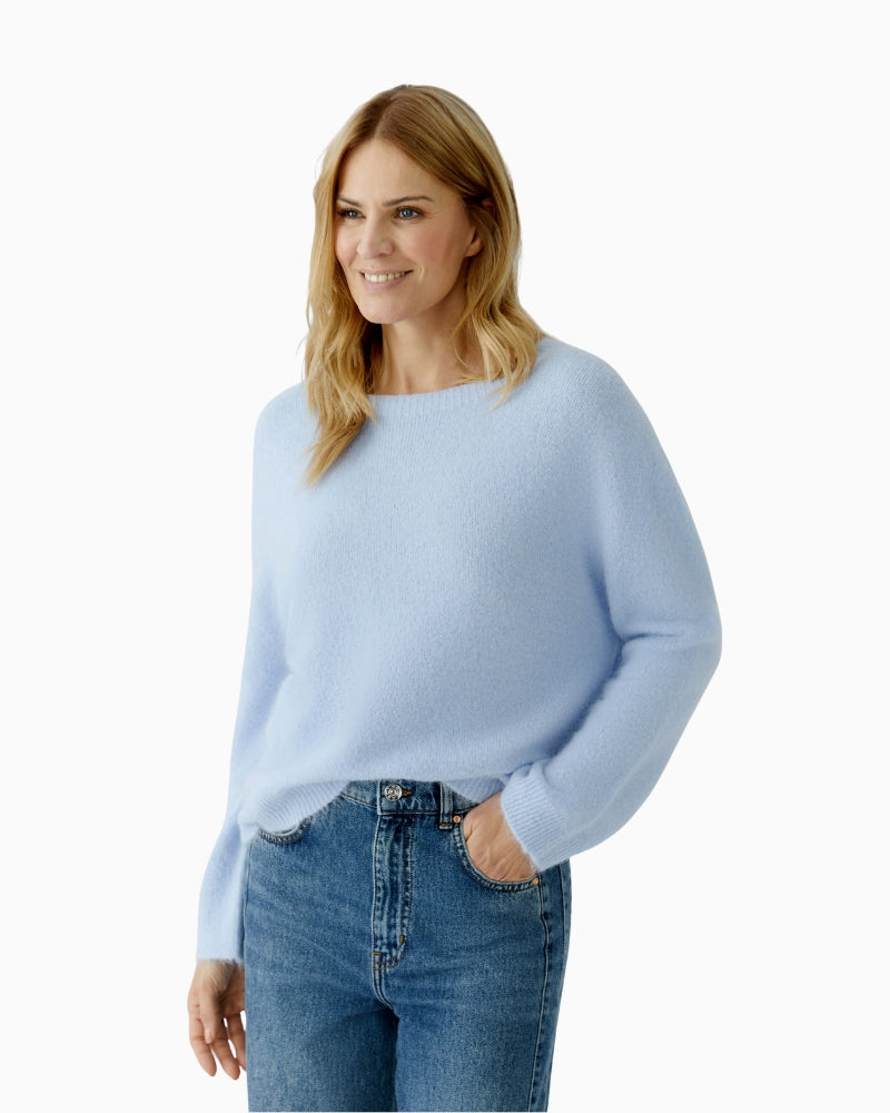 Oui blue pullover in soft alpaca blend with relaxed fit