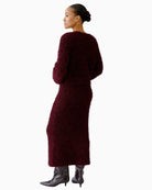 Back view of cropped straight-fit sweater in soft textured knit