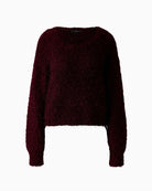 Oui Bramble Berry pullover with textured fringed knit and cropped cut