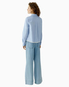 Oui checked shirt blouse blue and white back view – Áines Boutique