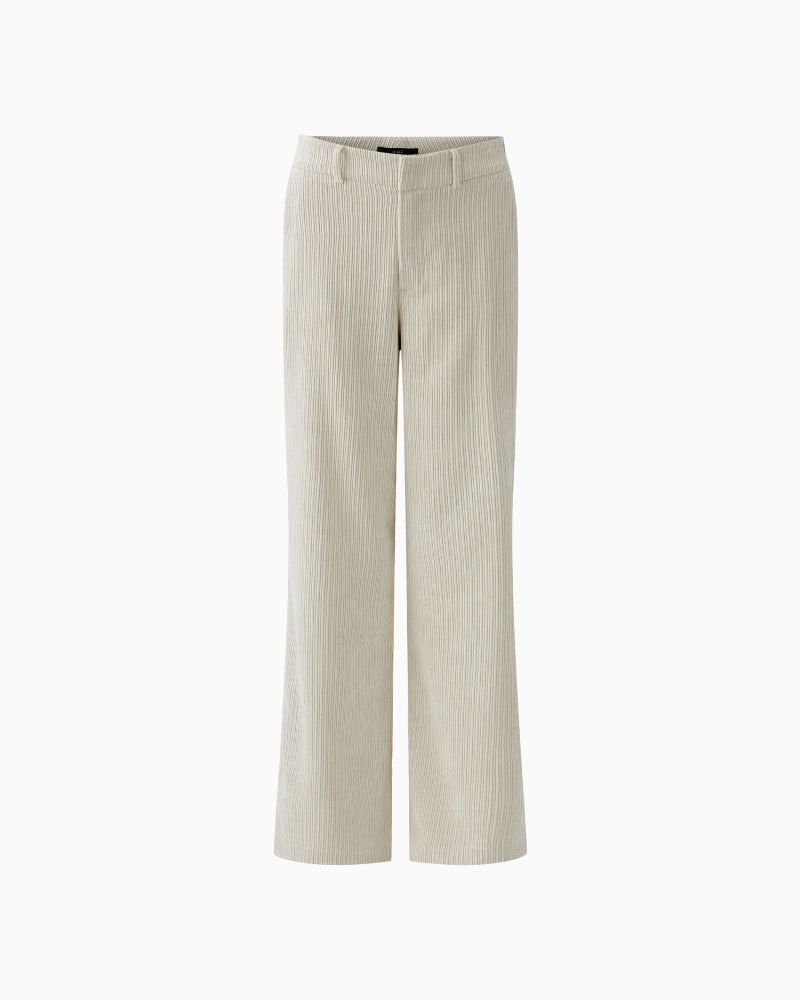 Off-white cord trousers by Oui with slim flattering fit