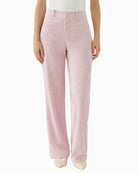 Mauve cord trousers by Oui in soft fine cord fabric with stretch