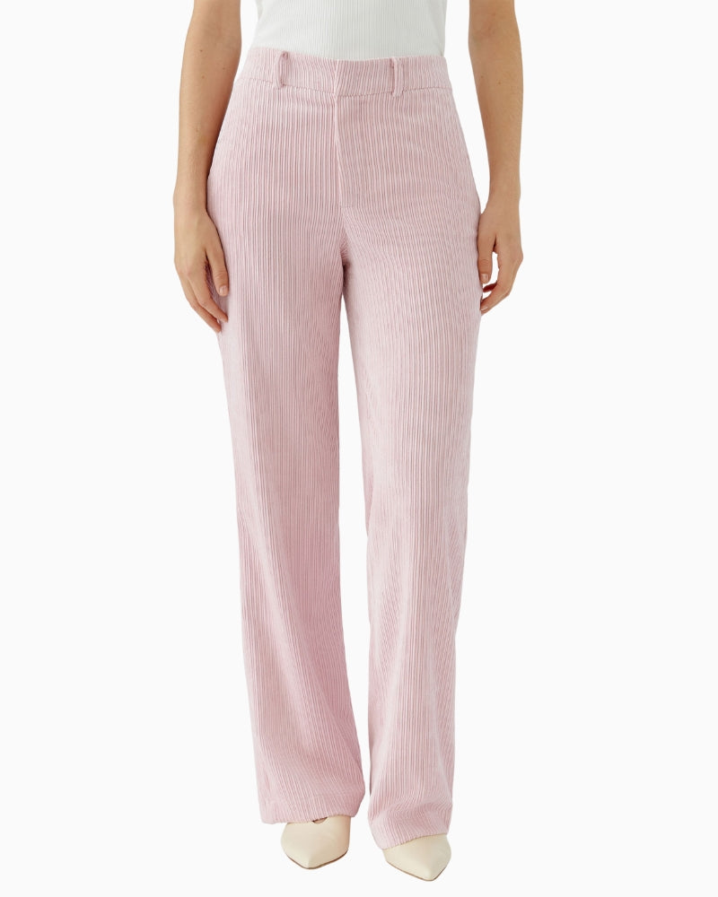 Mauve cord trousers by Oui in soft fine cord fabric with stretch