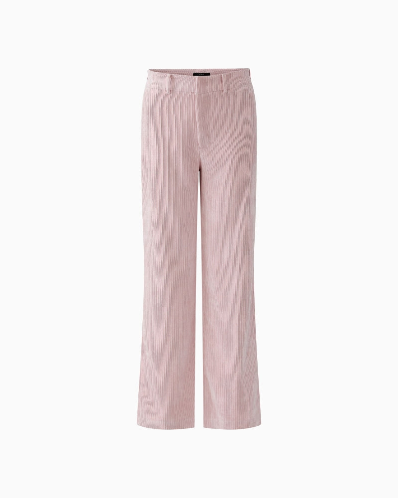 Front view of slim fit Oui cordhose pants with mid-rise waist