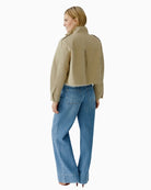 Oui cropped jacket in sand, back view showing relaxed fit – Áines Boutique