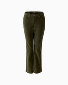 Oui cropped khaki cord trousers in soft cotton blend