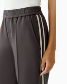 Close up view of slip-on pants with patch pocket
