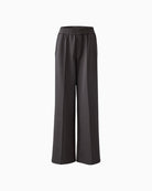 Oui dark grey slip-on trousers with elastic waist and straight leg