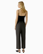 Back view of pull-on trousers in ottoman weave fabric