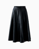 Front view of Oui black A-line faux leather skirt