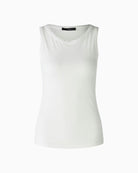 Oui Filiz Ribbed Top Cloud Dancer front view – Áines Boutique