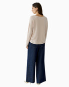 Oui Freyja sepia rose pullover, back view highlighting seamless knit – Áines Boutique